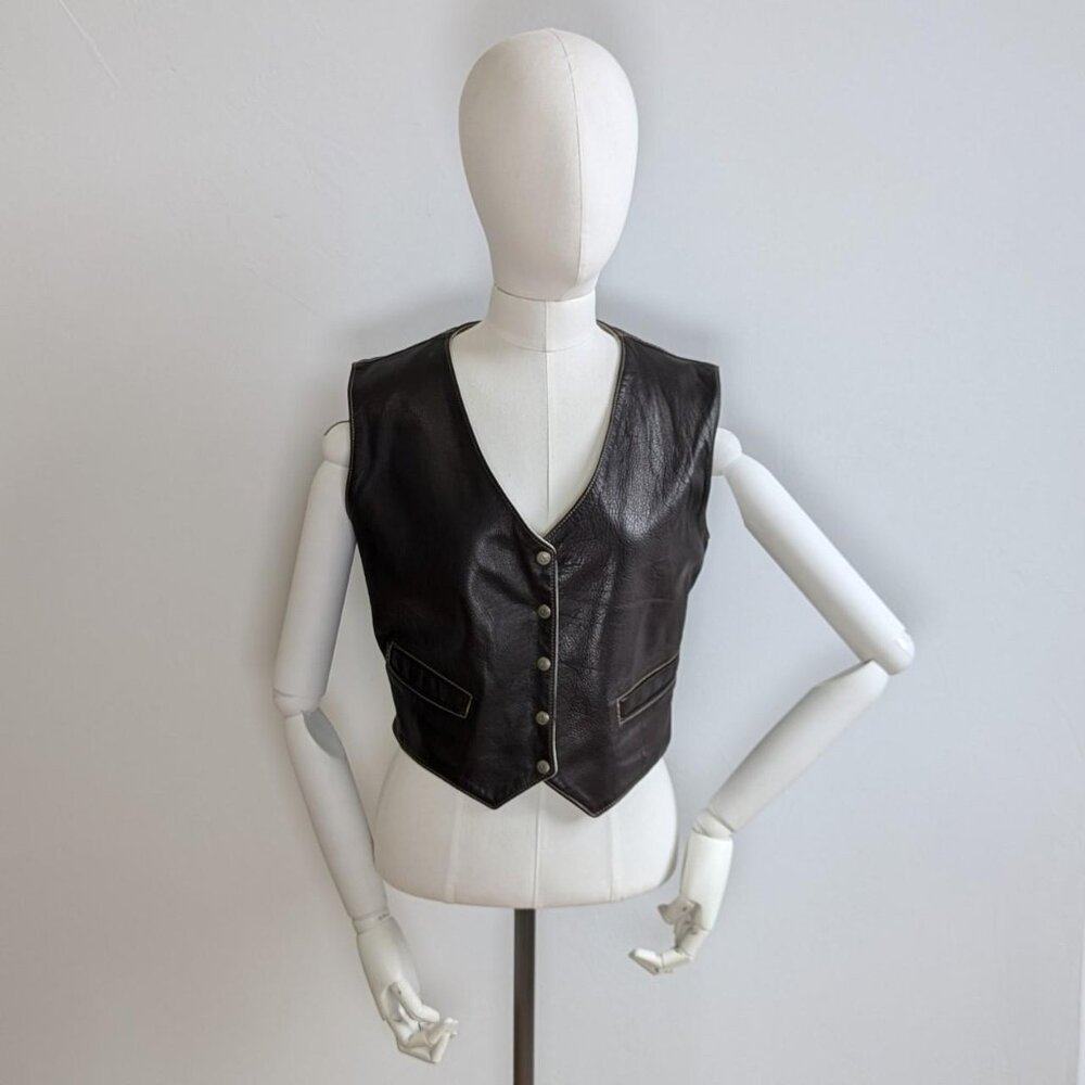 Brown leather vest by‎ Rugby North America, The Original Brand waistcoat